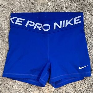 Nike Royal Blue Pro Compression Shorts with White Logo